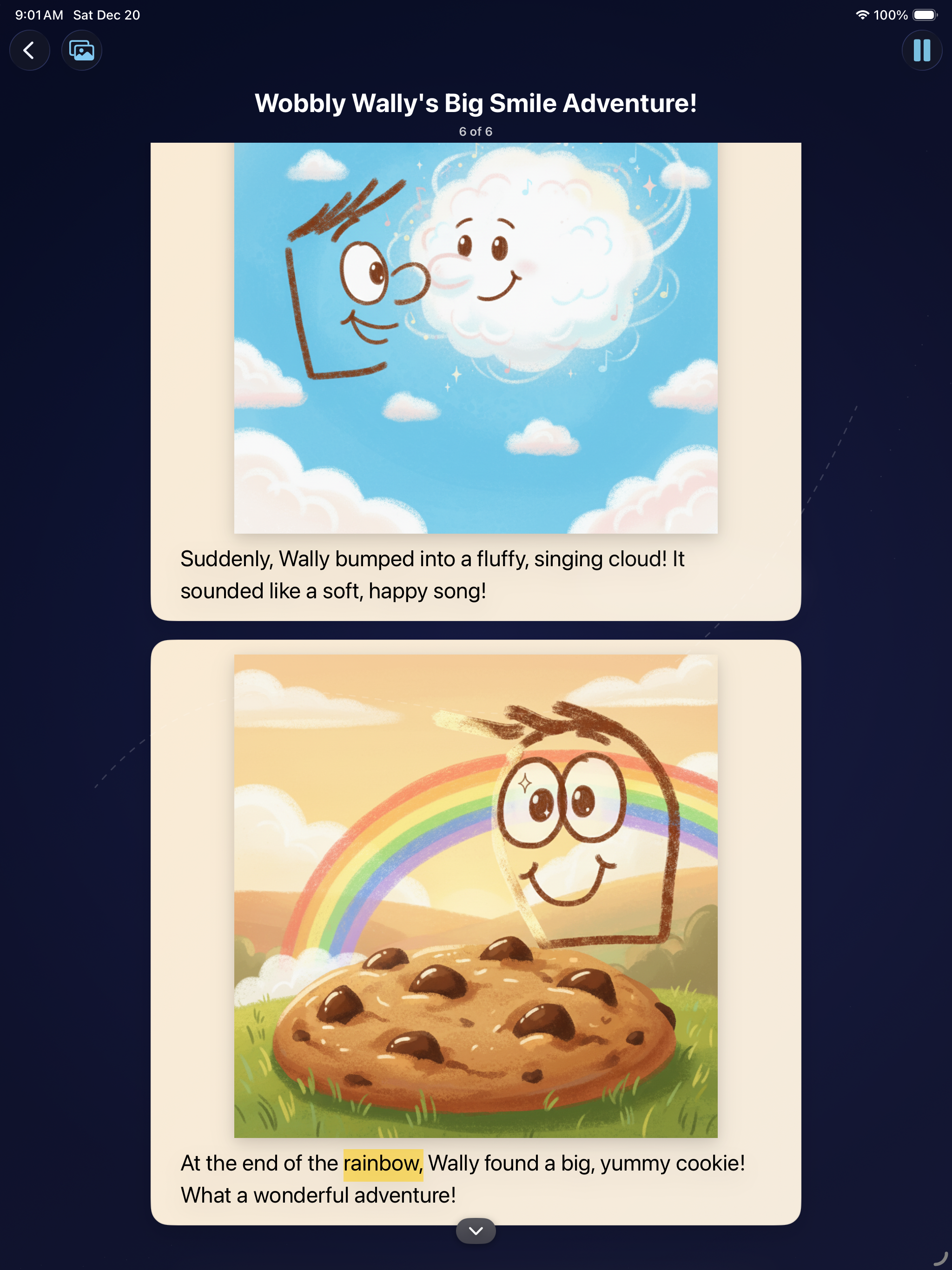 DoodleTales App Screenshot - Generated Story